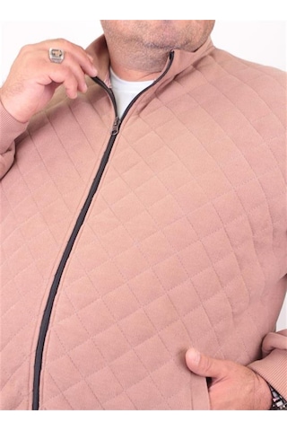 Starbattal Büyük Beden Fermuarlı Hırka Diamond 23281 S.Kahve-S.Kahve