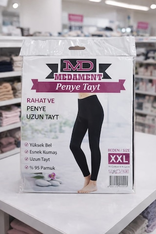 Rahat Kalıp Ağlı Penye Tayt Siyah