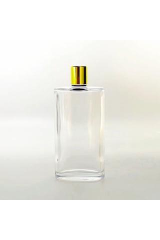 15 Adet Boş Cam Kolonya Şişe, 200 Ml, Yassı Model Şeffaf, Kapaklı
