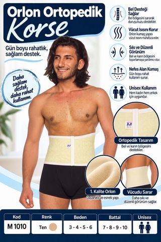 Orlon Ortopedik Korse Unisex Bel Ve Karın Destek Korsesi M 1010 - Rylks Standart