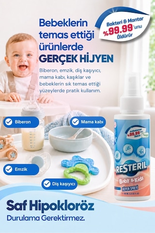 Resteril Alkolsüz Bebek Dezenfektanı Seyahat Boy 100 ML