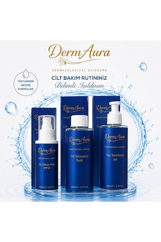 Dermaura Premium Günlük Cilt Bakım Seti Temizleme, Tonik Ve Spf 50+ Güneş Koruması İle 3 Adımlı Bakım Rutini