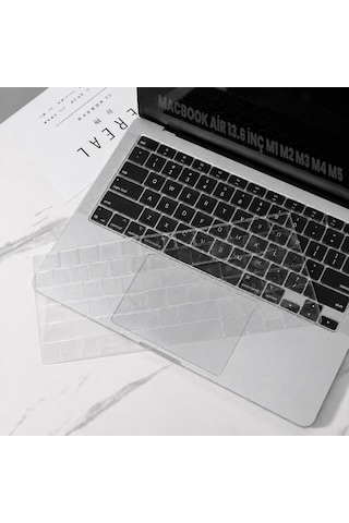 Macbook Air 13.6 İnç M2 M3 M4 M5 A2681 A3113 A3240 A3449 Uyumlu Şeffaf Türkçe Q Klavye Koruyucu Diğer