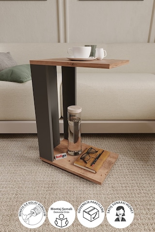 Bofigo C Sehpa Tekerlekli Sehpa Yan Sehpa Koltuk Sehpası Çam - An