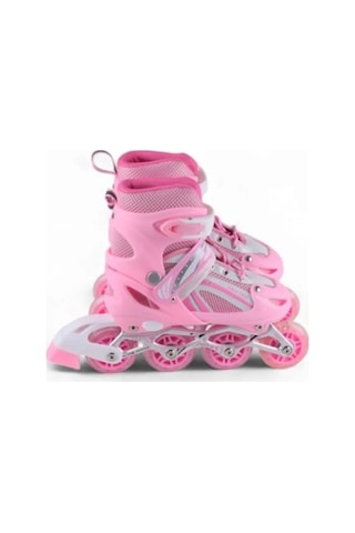 Vadi Pembe Silikon Tekerli Ayarlanabilir Işıklı Paten L 39-42 Hp8136 Pembe - Beyaz