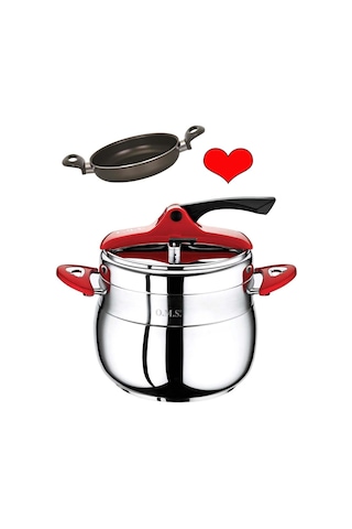 Oms Çelik Düdüklü Tencere 9 Litre Ve Mehtap Teflon Sahan 18 Cm Kırmızı