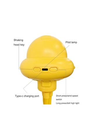 Scroıng Head Stoller Fan Yapraksız Ahtapot Sessiz Taşınabilir Mini Fan, Boyut:normal Versiyon Sarı