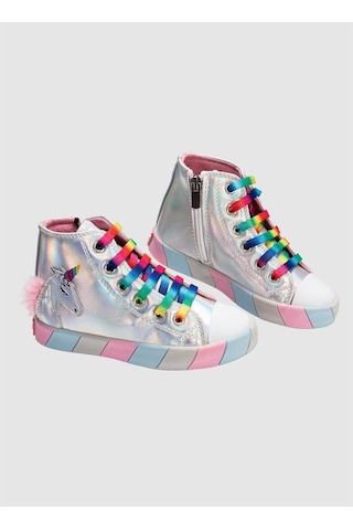 Unicorn Hologram Ortopedik Kız Sneakers Gri