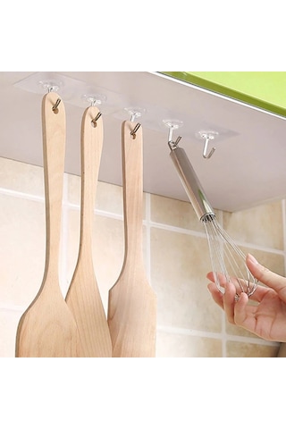 Ultra Güçlü Yapışkanlı 5li Şeffaf Askı Açık Bej