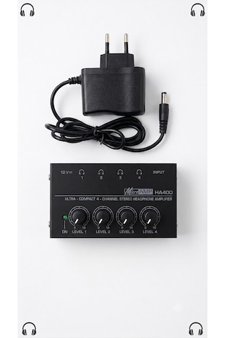 Microamp Ha400 4 Kanal Ultra Kompakt Stereo Kulaklık Amfisi 12v Adaptörlü