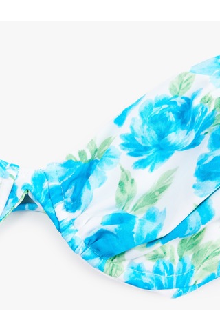Koton Büzgülü Çiçekli Balenli Bikini Üstü Mavi Desenli 6sak10224mm