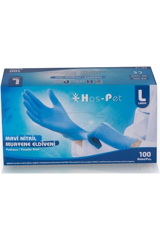Haspet Nitril Mavi Eldiven L Pudrasız Pk 100 Adet