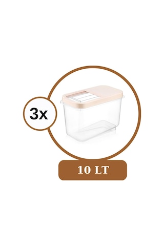 Flosoft Mulibox 10 L Kaydırak Kapaklı Erzak Saklama Kabı 3’Lü Set 3X10L Krem Çok Renkli