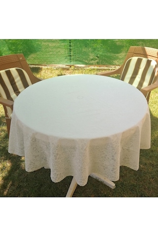 Dantel Motifli Muşamba Yuvarlak Masa Örtüsü - Beyaz Renk 150 CM Dantel Motifli Muşamba Yuvarlak Masa Örtüsü - Beyaz Renk 150 CM