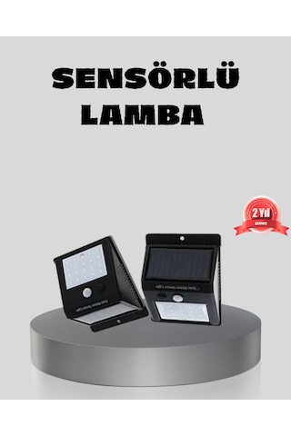 Güneş Enerjili Sensörlü Dış Mekan Duvar Lambası 3 Modlu, 2200ma