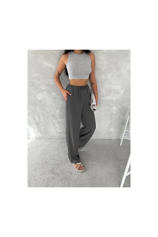 2As Kadın Ayrobin Oversize Kadın Pantolon - Füme