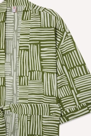 Defacto Regular Fit Desenli Kuşaklı Pamuklu Kimono-fall İn Love D0453ax25spkh451 Haki