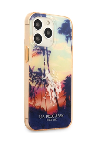 Apple Uyumlu iPhone 14 Pro Max Kılıf U.s. Polo Assn. Renkli Ağaç Baskılı Dizayn Kapak Gül Kırmızı