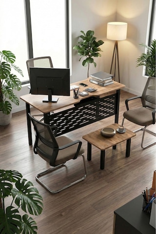 Sehpalı Büro Masası ,ofis Masası, 140 Cm. Çalışma Masası Takımı 5141 Siyah