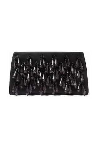 0711 Tbılısı Saten Kristal Detaylı Aya Clutch Çanta Siyah, Zarif Ve Lüks Akşam Aksesuarı Abiye Çanta