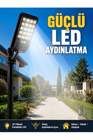 Hareket Sensörlü Solar Led Aydınlatma 3 Modlu Uzaktan Kumandalı Bahçe Lambası - Lisinya Standart