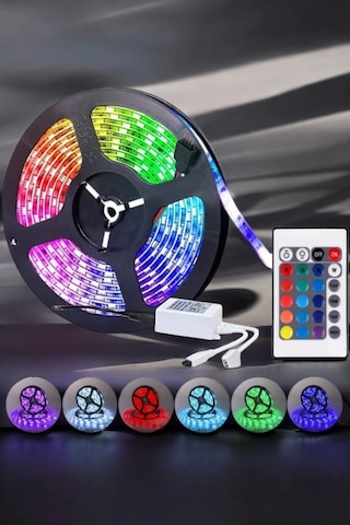 Led Işık 5 Metre Şerit Led Rgb Işıklı Çok Renkli