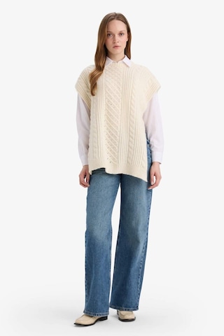 Defacto Loose Fit Bisiklet Yaka Yırtmaçlı Triko Süveter G4745ax25wnbg646 Bej-bg646