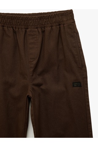 Koton Pamuklu Rahat Kalıp Beli Lastikli Cepli Gabardin Pantolon Kahverengi 6skb40117tw Kahve