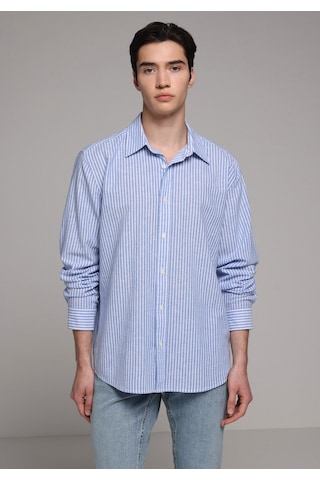 Colin's Colins Regular Fit Shirt Neck Çizgili Erkek Mavi Uzun Kol Gömlek Cl1081139 Q1.v2 Ble