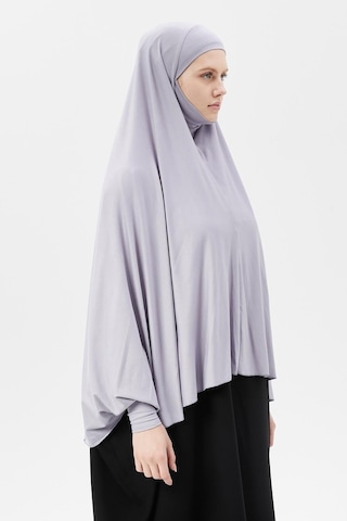 Altobeh Kollu Sufle Çarşaf Üstü Peçeli Pratik Tesettür Hijab - Nikaplı Namaz Örtüsü Gri