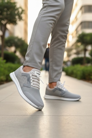 Enoch Erkek Lastikli Günlük Spor Ayakkabı Kapitone Desenli Sneaker Ofis Ve Yürüyüş Modeli Gri
