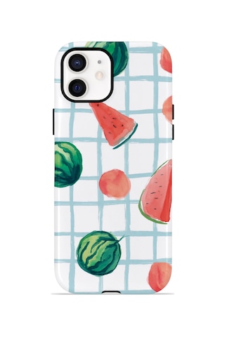 Apple iPhone Uyumlu 11 Vorian Çift Katmanlı Magsafe Kılıf Watermelon Grid