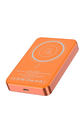 10.000 Mah Magsafe Hızlı Şarj Qı2/pd 20w Tft Ekranlı Powerbank Premium Serisi Turuncu
