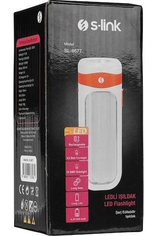 S-link Sl-8677 1+10 Ledli Şarjlı Işıldak