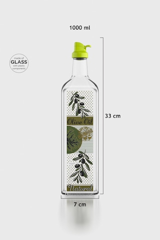 Renga Oslo Desenli 1000 Ml Yeşil Kapaklı Cam Yağlık 152063 Yeşil