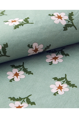 Retro Floral Kağıt 20'li Kağıt Peçete 33x33 Cm Yeşil