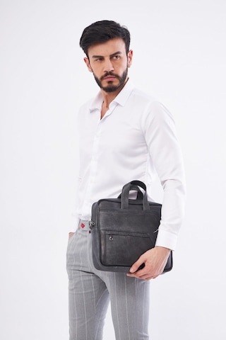 Derinss Dub3075 Hakiki Deri Gri Gölge Macbook Ve Notebook Çantası 001