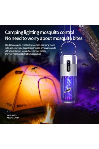 Motion003 Gümüş Akışı Sivrisinek Lambası 1200mah Usb Şarjlı Taşınabilir Elektrikli 3 Seviyeli Zamanlayıcı Gece Lambası Işık Kontrollü