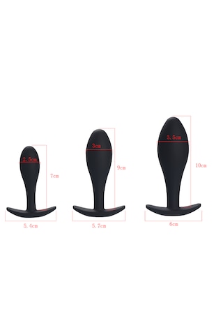 X-sense Hx 3'lü Set S-m-l Esnek Jel Anal Plug Set Siyah
