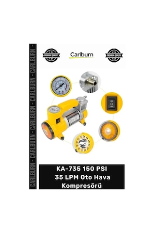 Özel Üretim 12v Çakmaklı Taşınabilir Lastik Şişirme Pompa Ka735 150 Psı 35 Lpm Oto Hava Kompresörü