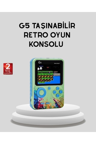 Mey İthalat G5 Taşınabilir Retro Game Box 500 Oyunlu Şarjlı Mini Oyun Konsolu
