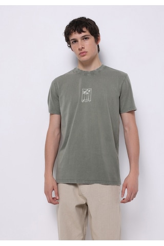 Colins Regular Fit Yuvarlak Yaka Düz Erkek Yeşil Kısa Kol Tişört Cl1074699 Q1.v1 Kha Haki