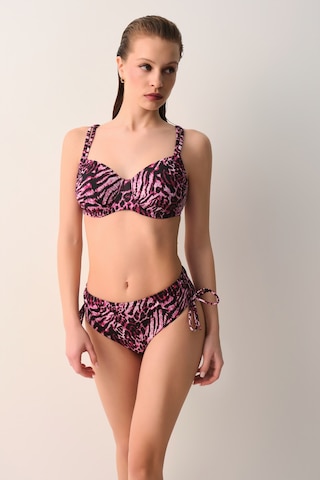 Suwen Janet Yüksek Bel Toparlayıcı Bikini Alt Sb2682012001200 Pembe Leopar Desenli