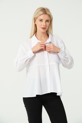 S'amore Clothing Cep Detay Polo Yaka Gömlek Beyaz