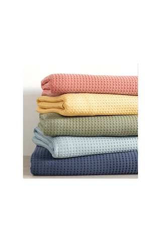 Coté Blanc %100 Pamuk Çift Kişilik Waffle Pike Örtü Turuncu