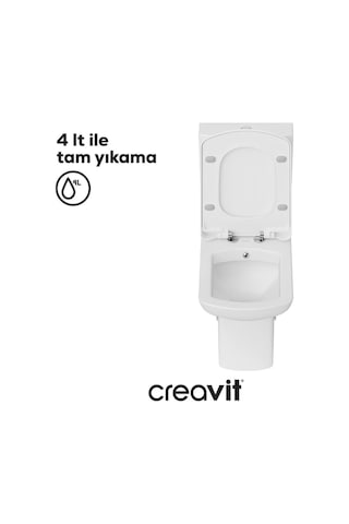 Creavit LR360 Duvara Sıfır Kanallı Klozet Yavaş Kapak