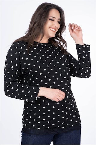 Eteği Dantelli Penye Tişört (532254192)