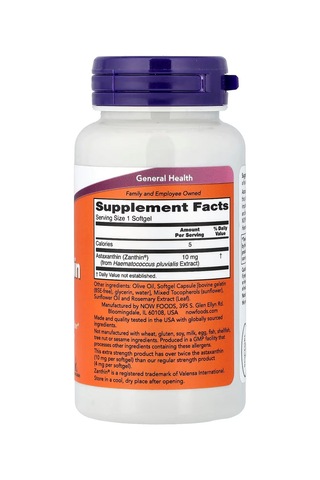 Now Foods Astaxanthin Antioxidants Immune System 10 Mg 60 Softgels