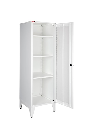 Lande - Ziglat 1550 - Metal Dolap - Perfore Metal Kapılı - Mat Beyaz. Beyaz
