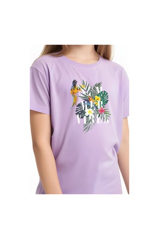 Fyk Kids Kız Çocuk Basic Summer Papağan Baskılı T-shirt Lila